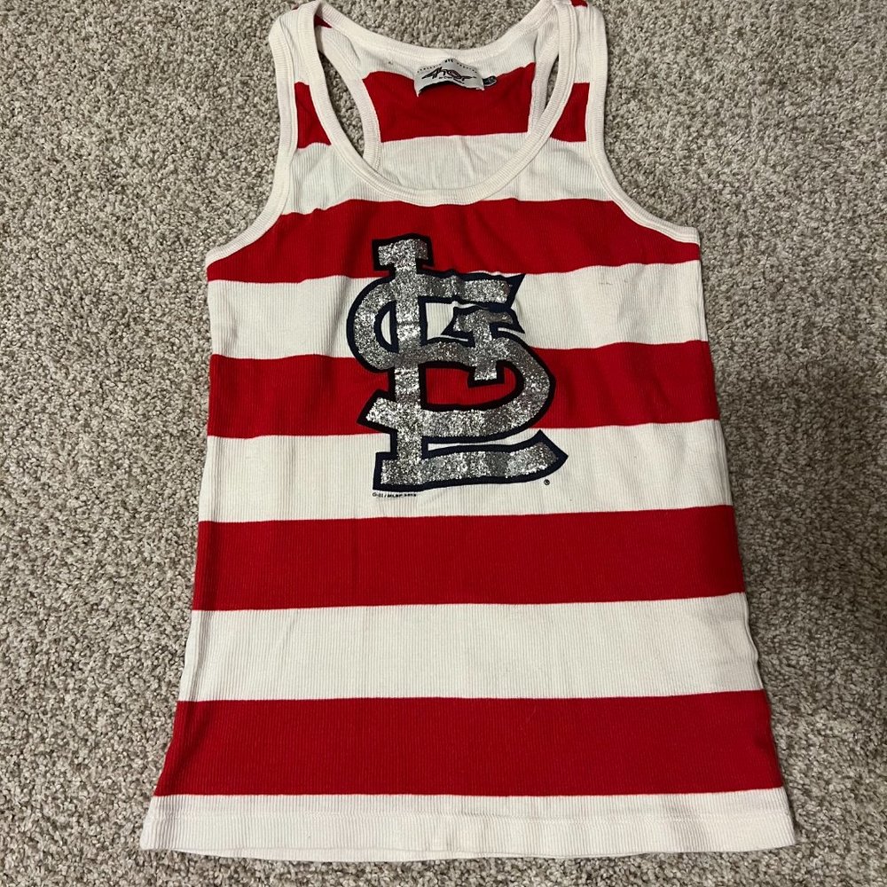 L STL Cardinals Red and White Tank